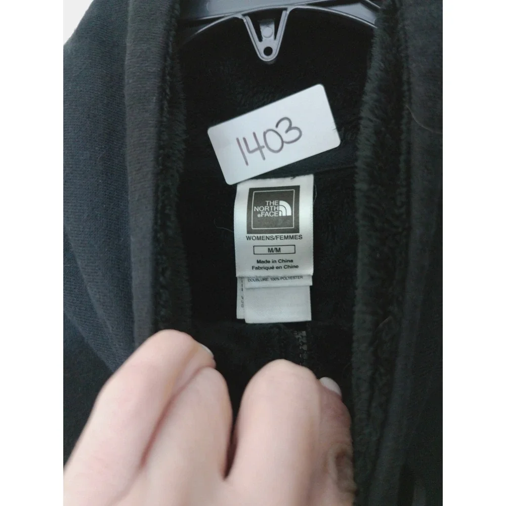The North Face Quilted Jacket Womens M Black Full Zip Faux Fur FleeceFunnel Neck